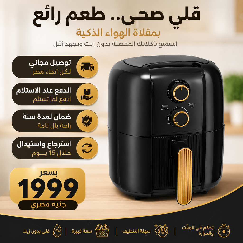 قلاية هوائية 8 لتر – تحكم في الحرارة والمؤقت من EgyptGoods - صورة 1