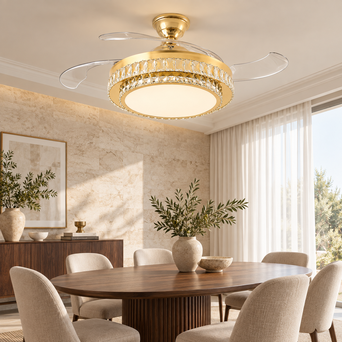 FCG-02 ceiling fan dining-room illustrative home scene