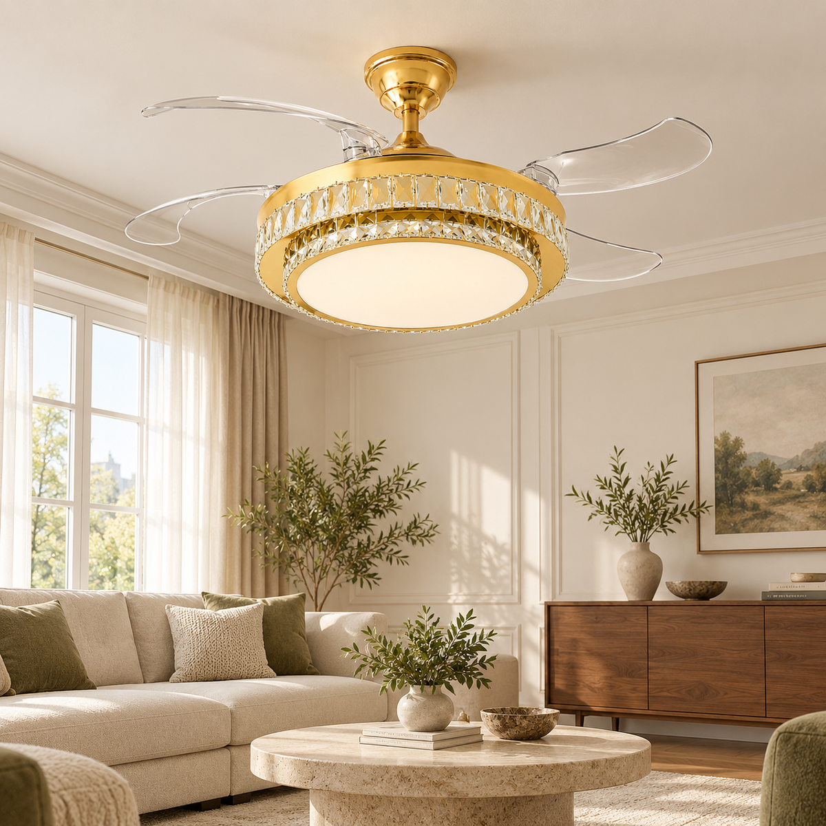 FCG-02 ceiling fan living-room illustrative home scene