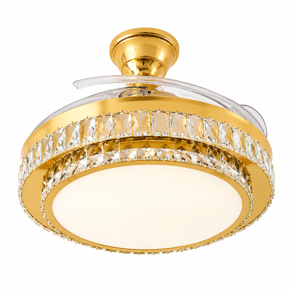 FCG-02 gold crystal ceiling fan white background
