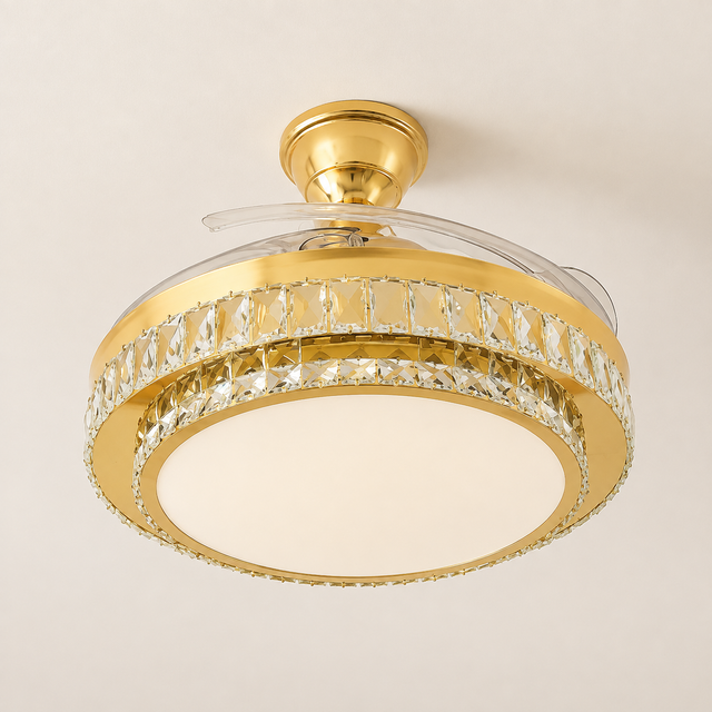 FCG-02 Gold crystal ceiling fan light