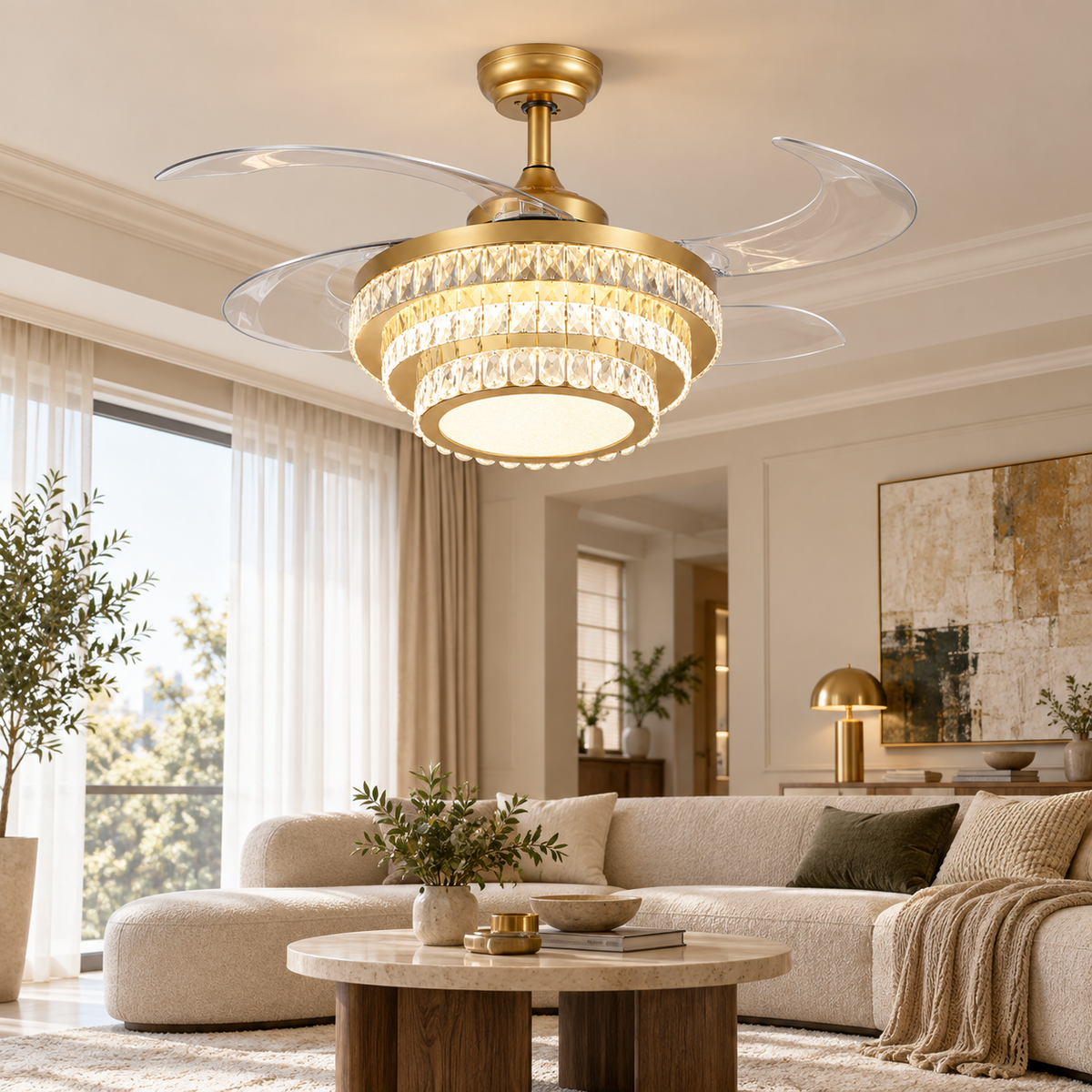 FCG-03 fan light in living room, illustrative scene