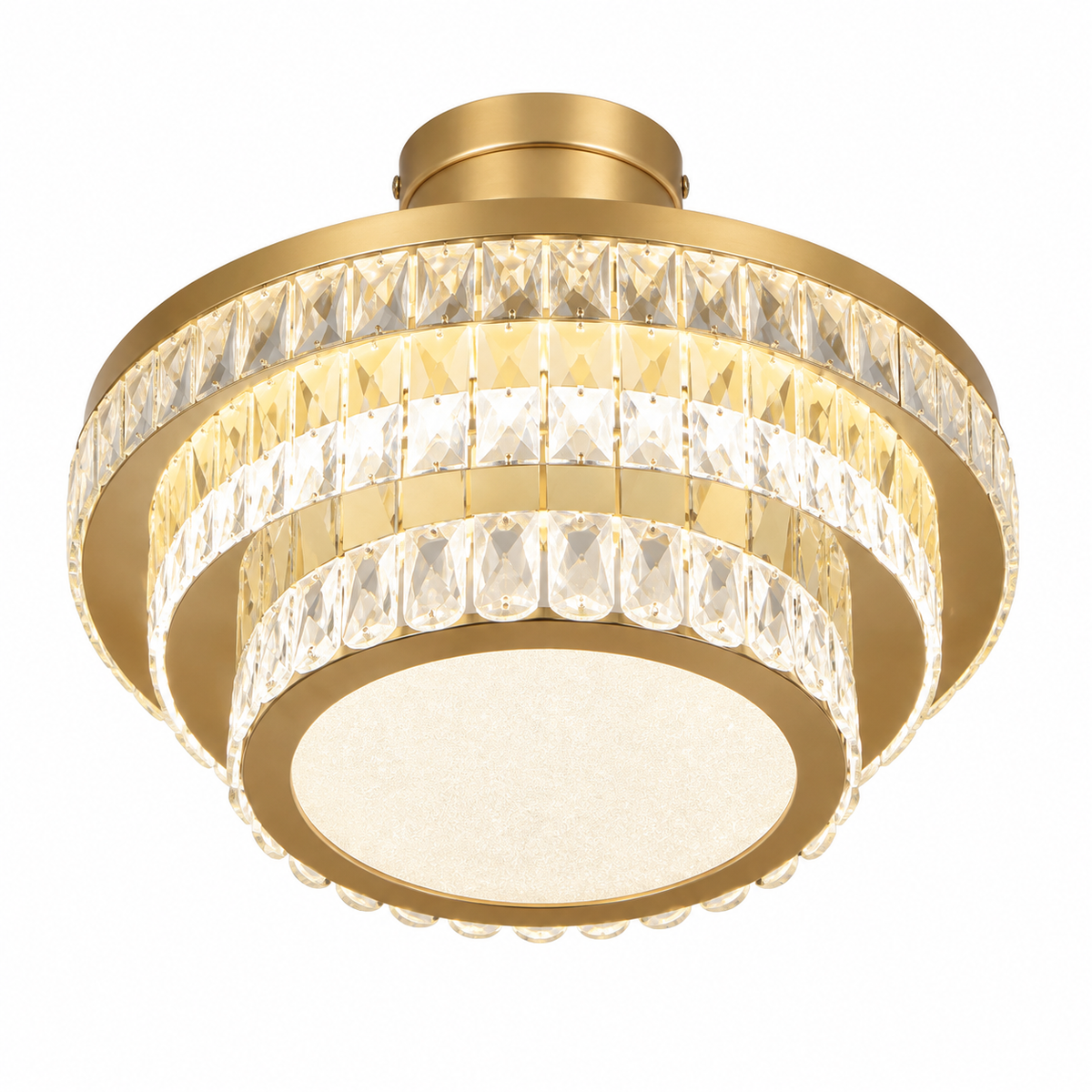 FCG-03 gold three-tier crystal fan light, white background
