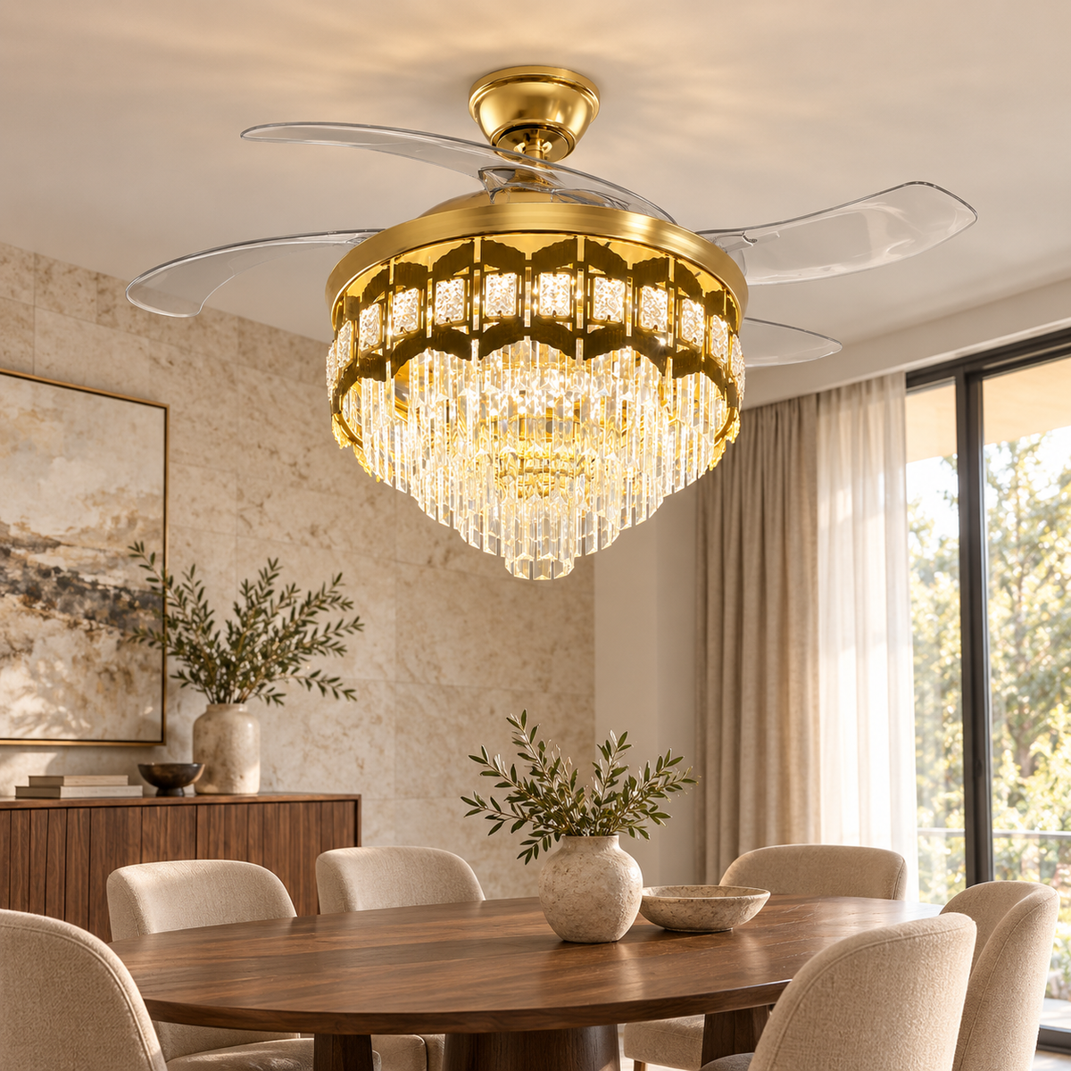 FJ-04 ceiling fan dining-room illustrative home scene